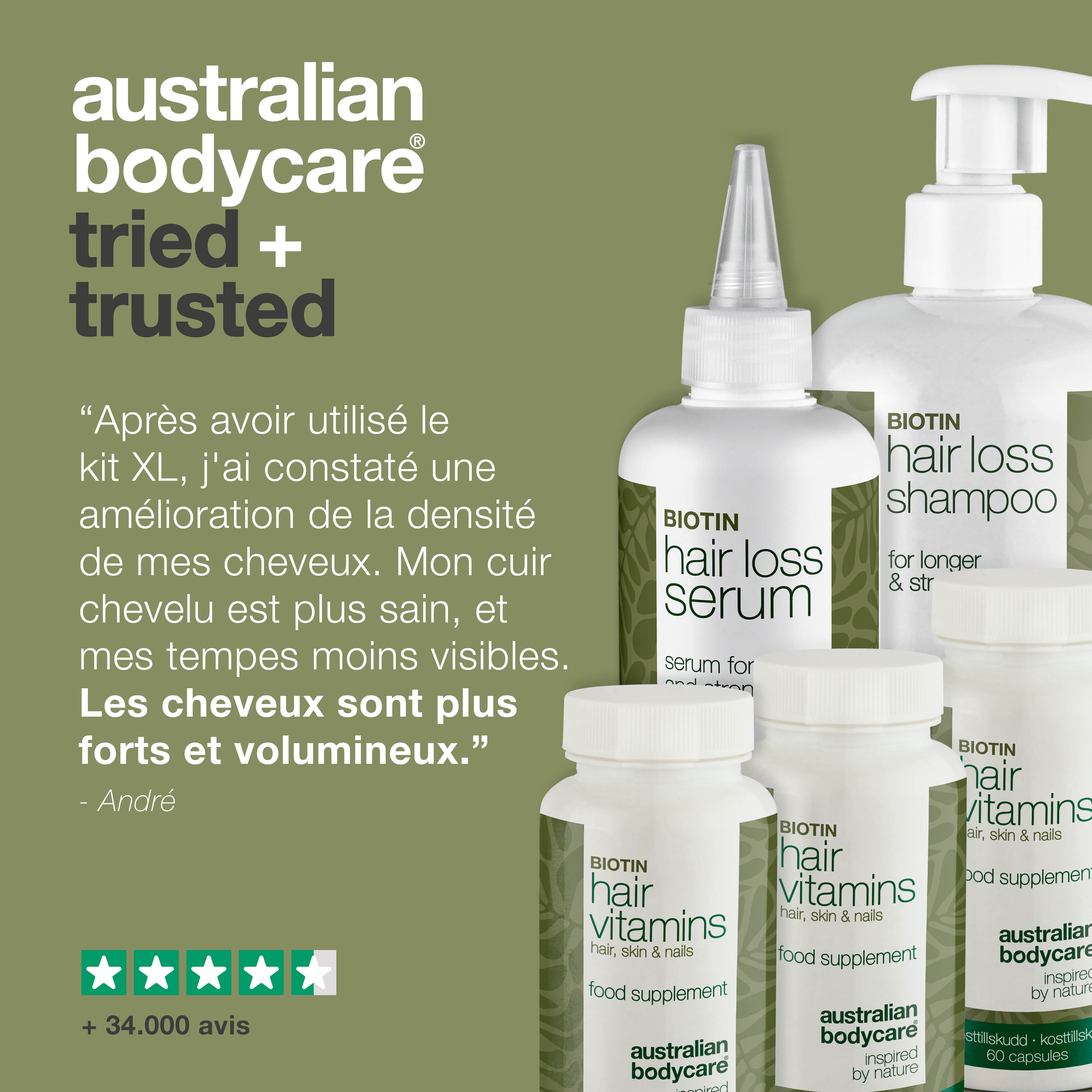 Pack XL contre la chute des cheveux — 5 produits contre la chute des cheveux avec de la biotine pour les cheveux clairsemés