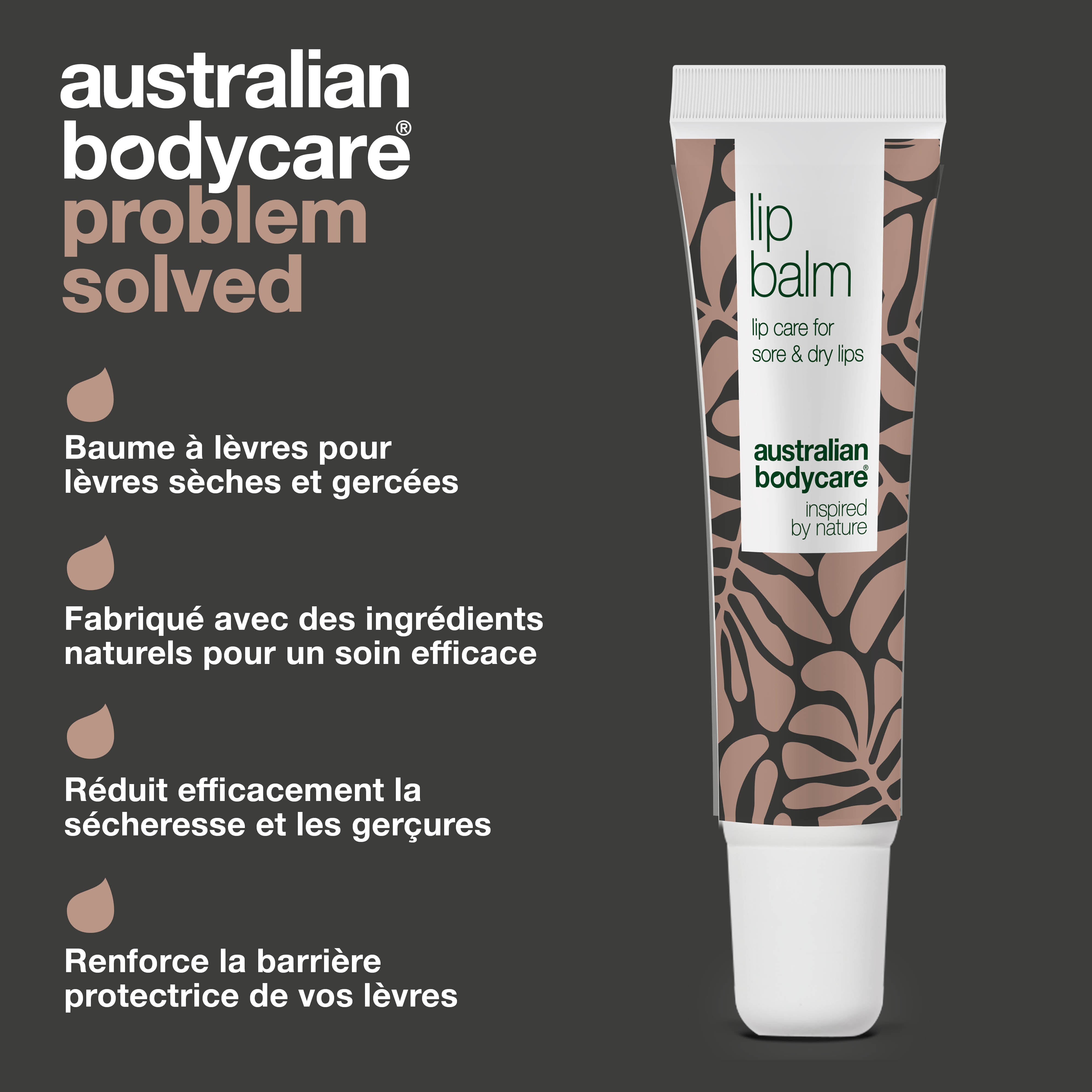 Baume à lèvres pour le soin des lèvres gercées & sèches — Baume à lèvres à l'huile de tea tree pour les lèvres sèches et le soin des boutons de fièvre