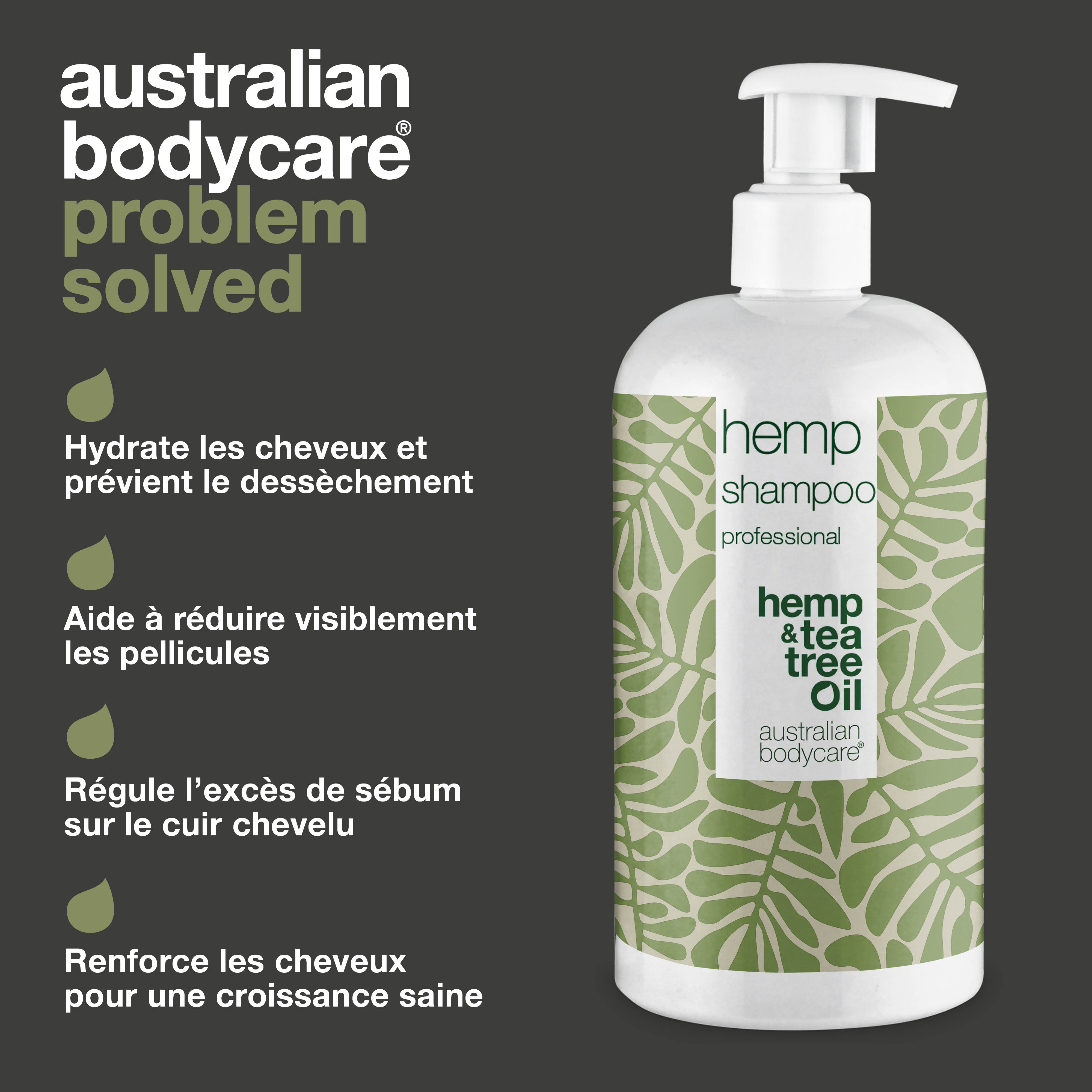 Shampooing au chanvre pour cheveux secs et cuir chevelu équilibré — Le shampooing au chanvre hydrate et nourrit en profondeur tout en aidant à maintenir un cuir chevelu équilibré et sain.