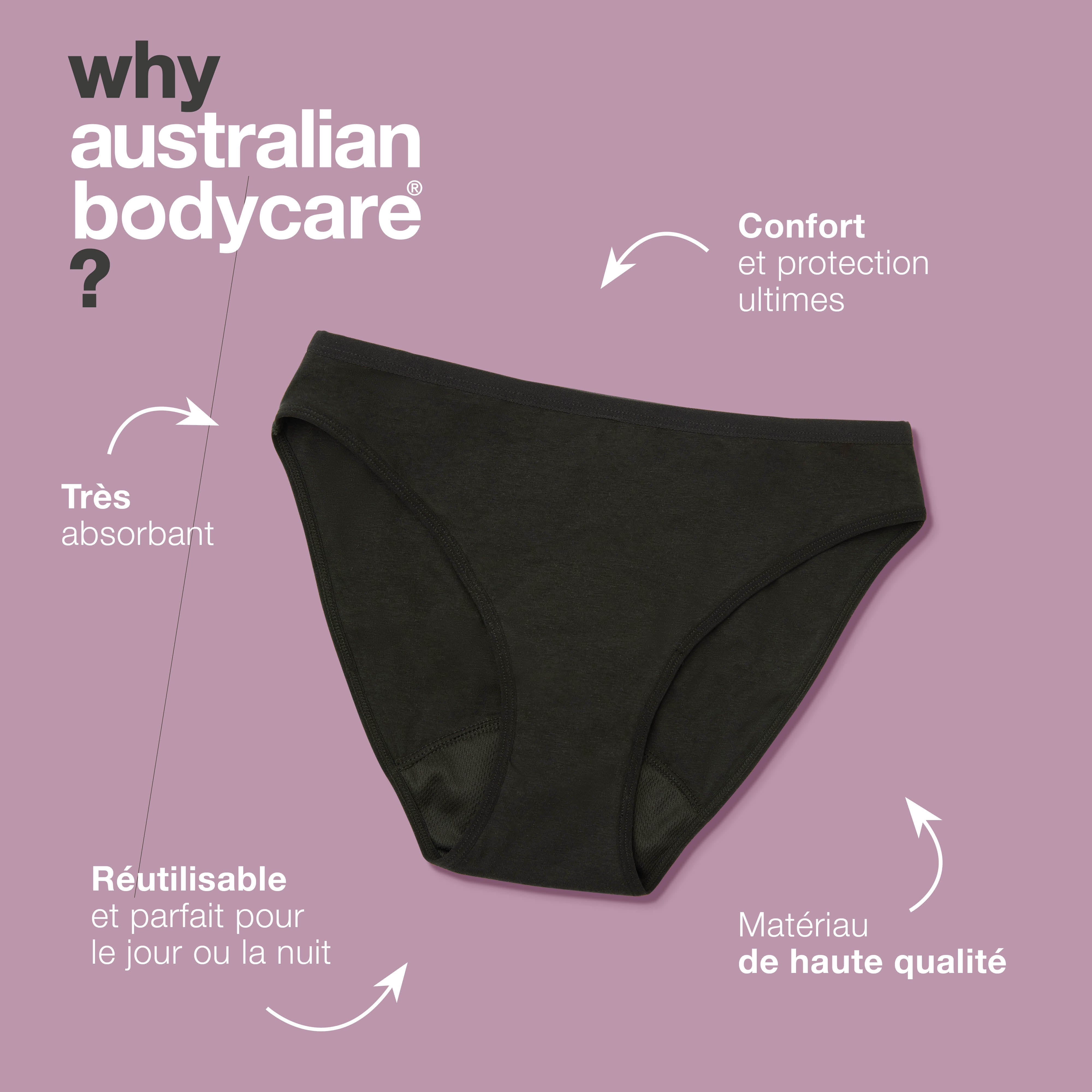 Sous-vêtements menstruels – Dites adieu aux serviettes hygiéniques et aux tampons – Essayez les sous-vêtements menstruels pour un confort et une protection ultimes. Réutilisable et parfait pour le jour ou la nuit. Restez au sec et sans souci.