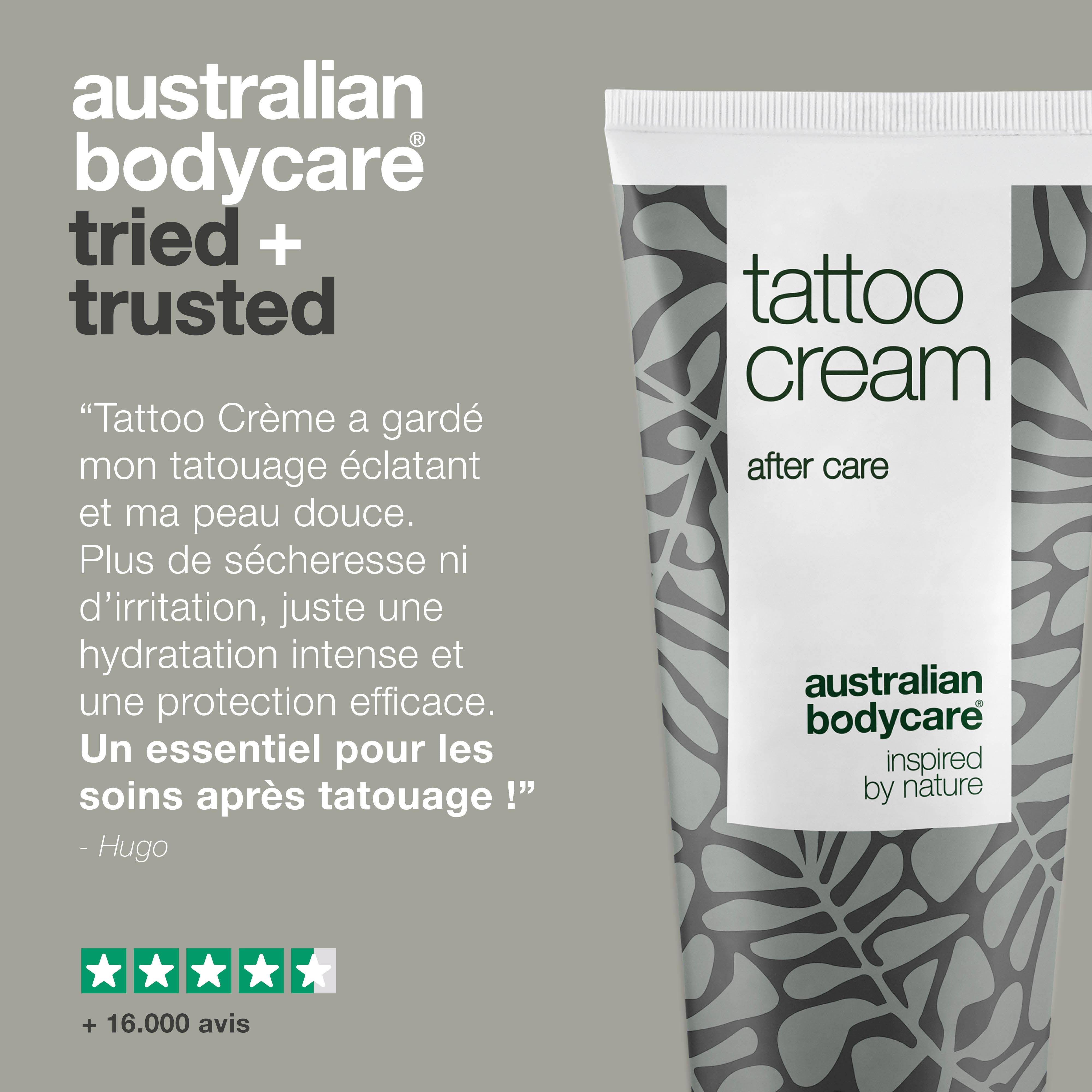 Crème de tatouage – Apaise, hydrate et préserve la couleur – La crème de tatouage au panthénol et à l'huile de ricin hydrate, protège et nourrit les tatouages. Garde les couleurs éclatantes et la peau douce.