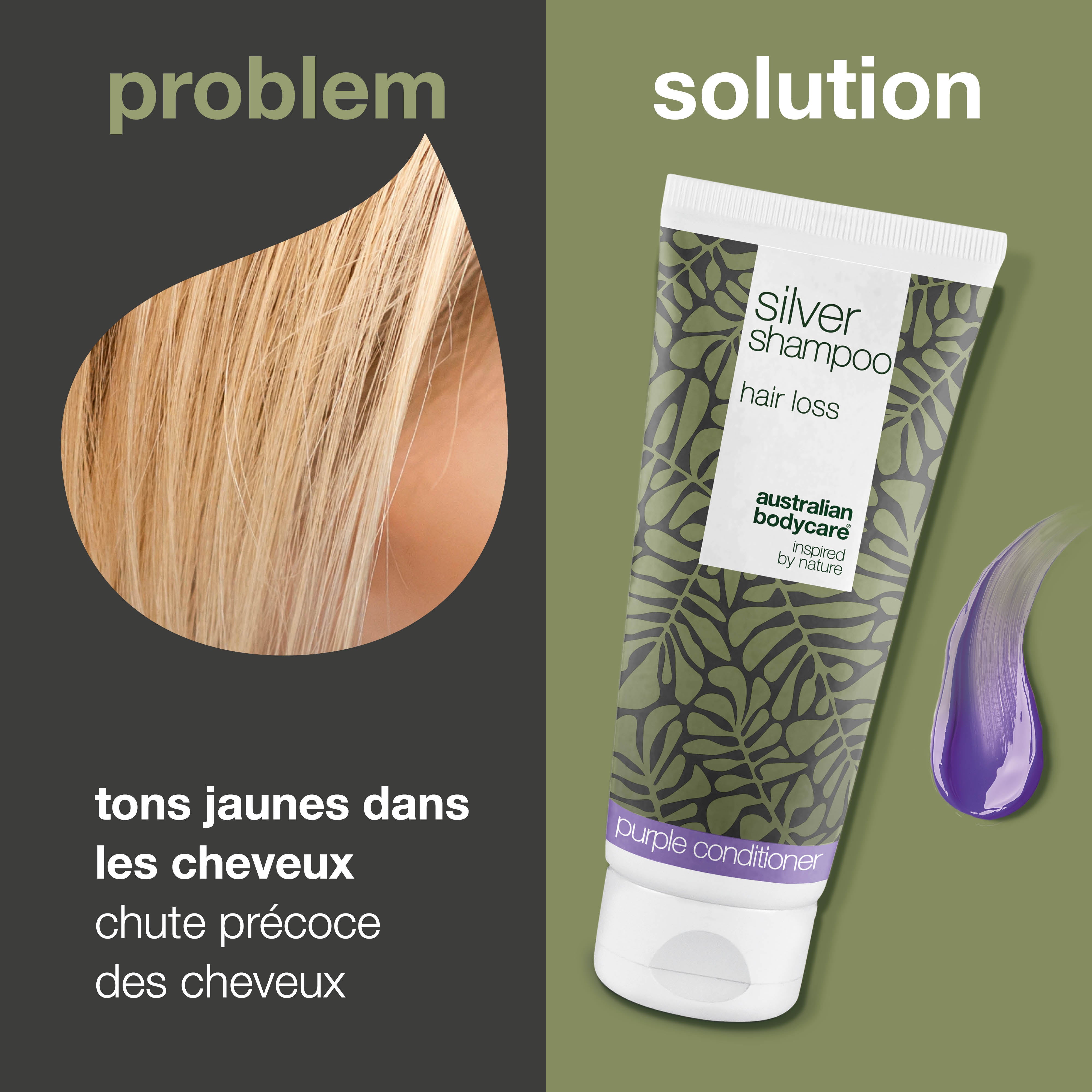 Shampooing Silver – Favorise la croissance et ravive la couleur — Neutralisez les tons jaunes avec le Shampooing Silver. Nourrit vos cheveux et soutient une couleur blonde ou grise éclatante.