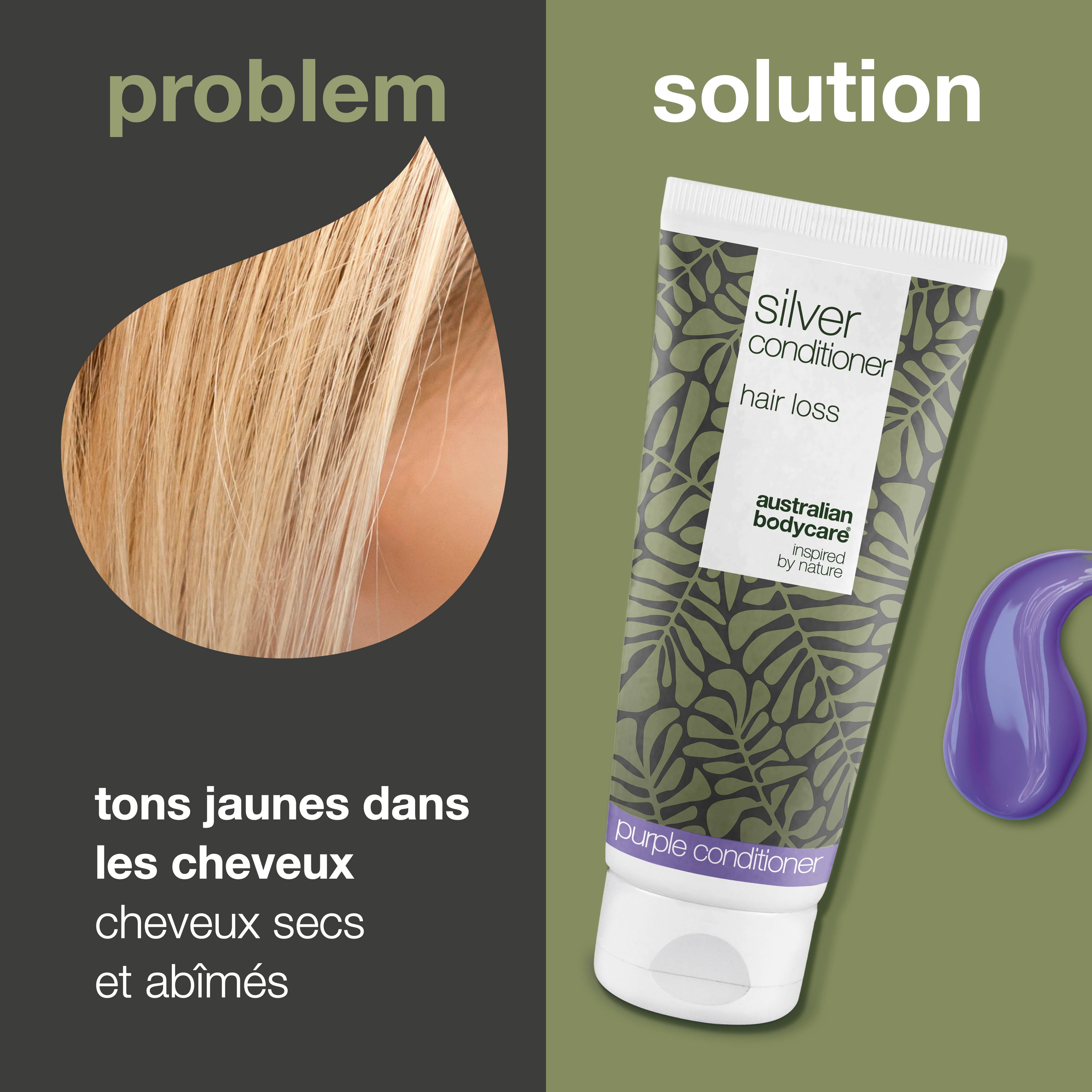 Après-shampoing cheveux gris/blonds – Anti-chute — Silver Conditioner réduit la chute des cheveux, neutralise les tons jaunes et laisse les cheveux gris/blonds doux et brillants.