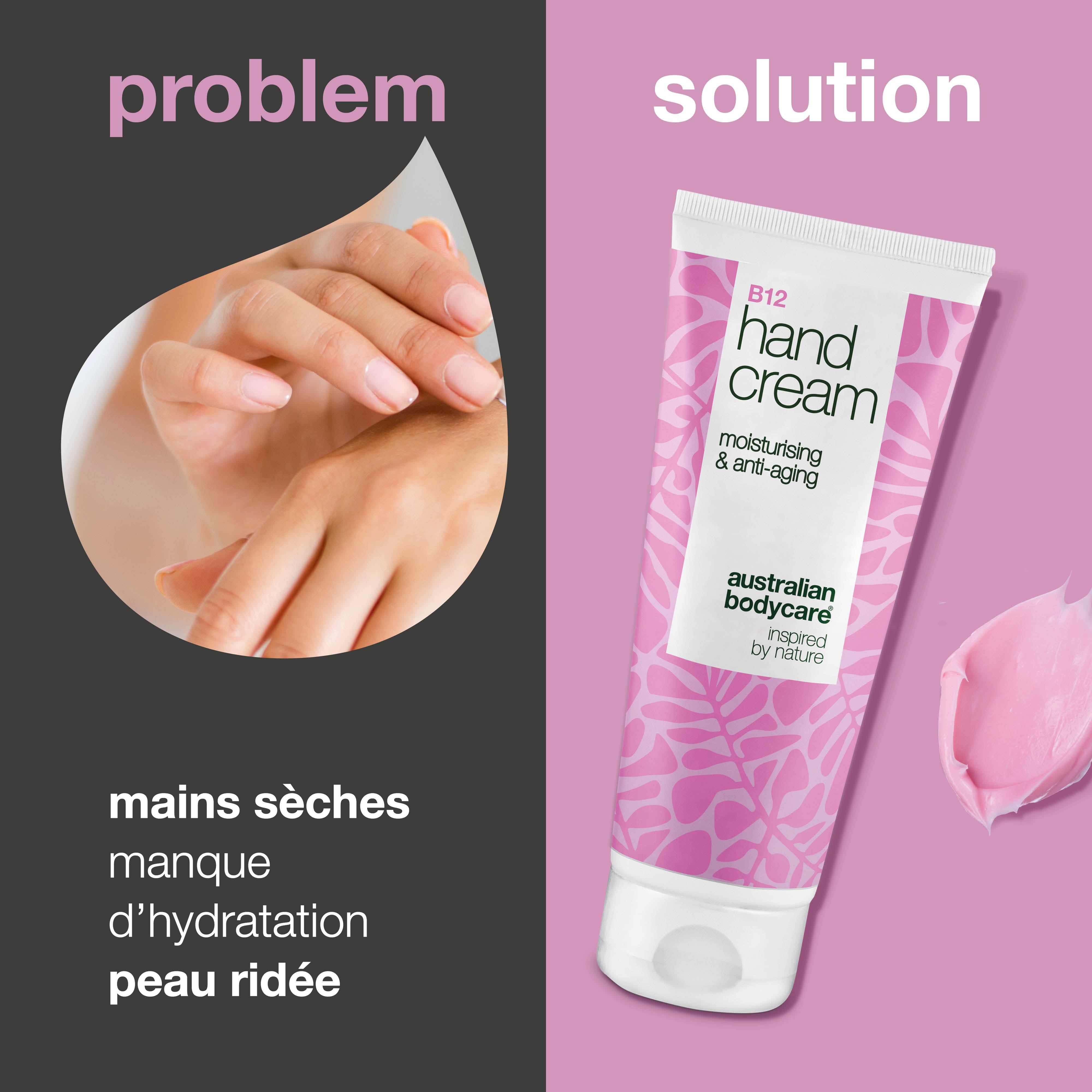 Crème pour les mains B12 pour mains sèches et ridées – Hydratation et soin – Obtenez des mains douces et jeunes avec la crème pour les mains B12. Réduit la sécheresse et les rides avec une hydratation intense.