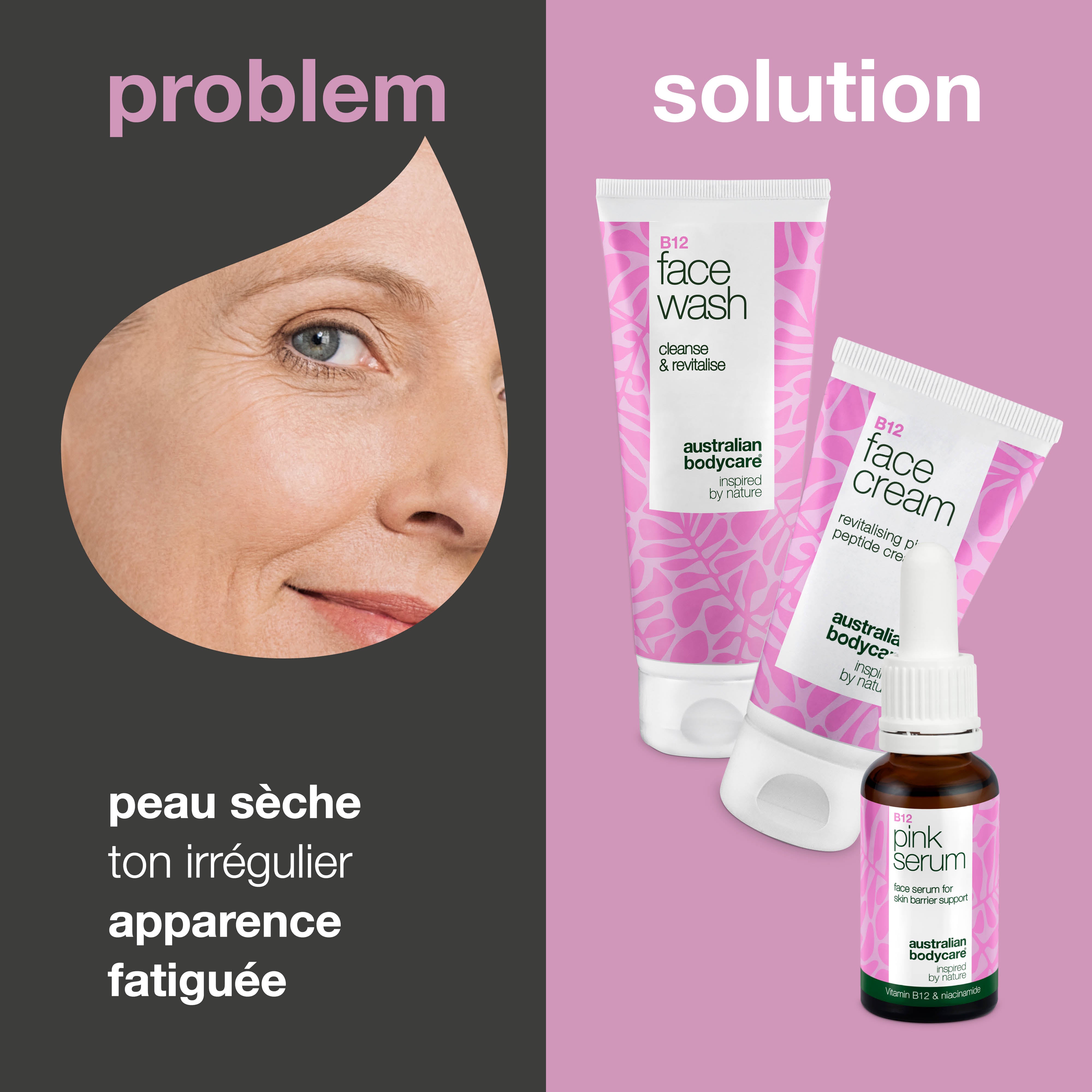 Coffret de soins B12 – Nettoyant pour le visage, sérum et crème pour le visage – Coffret de soins B12 pour une peau lisse et saine. Comprend un nettoyant, un sérum et une crème pour une hydratation et des soins quotidiens.