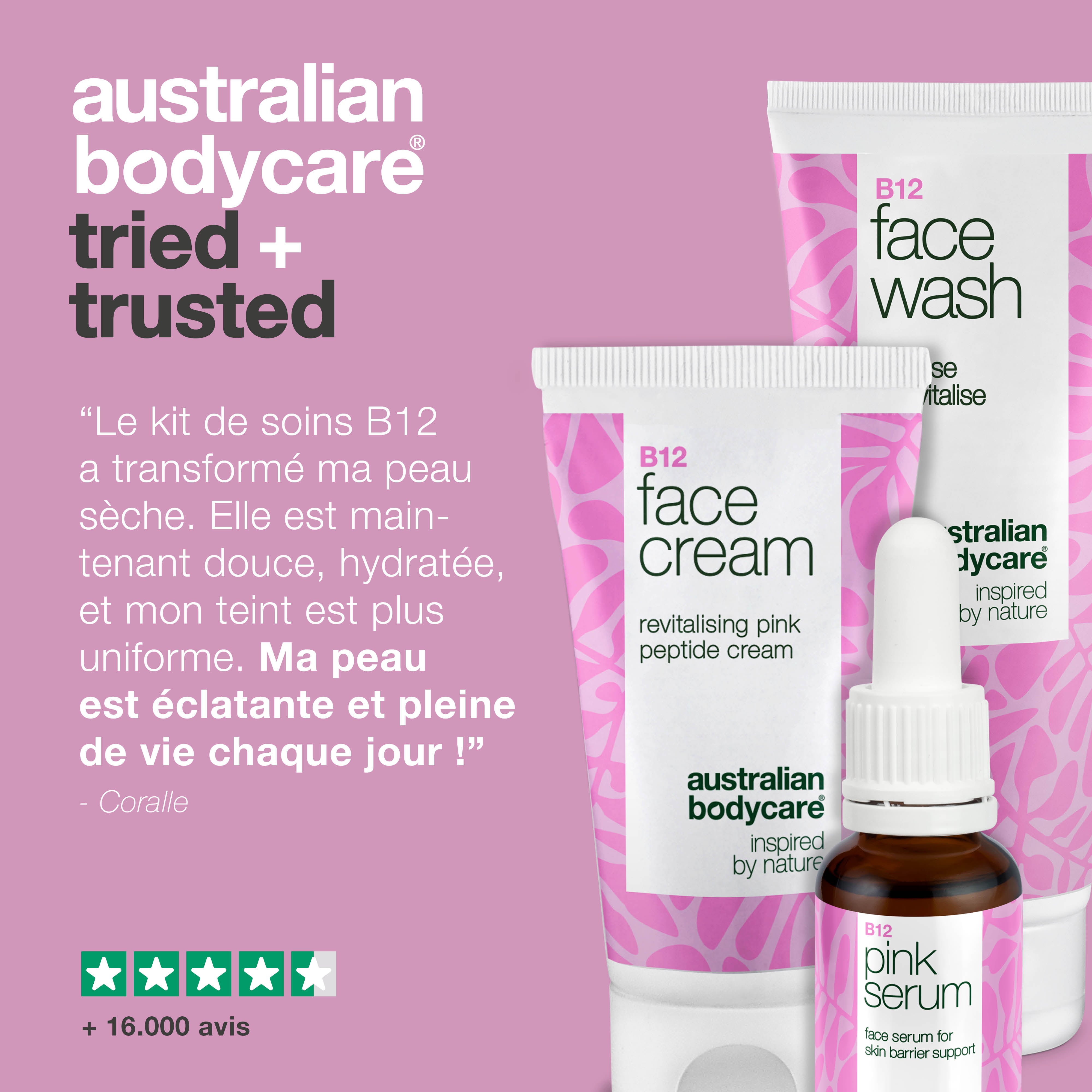 Coffret de soins B12 – Nettoyant pour le visage, sérum et crème pour le visage – Coffret de soins B12 pour une peau lisse et saine. Comprend un nettoyant, un sérum et une crème pour une hydratation et des soins quotidiens.