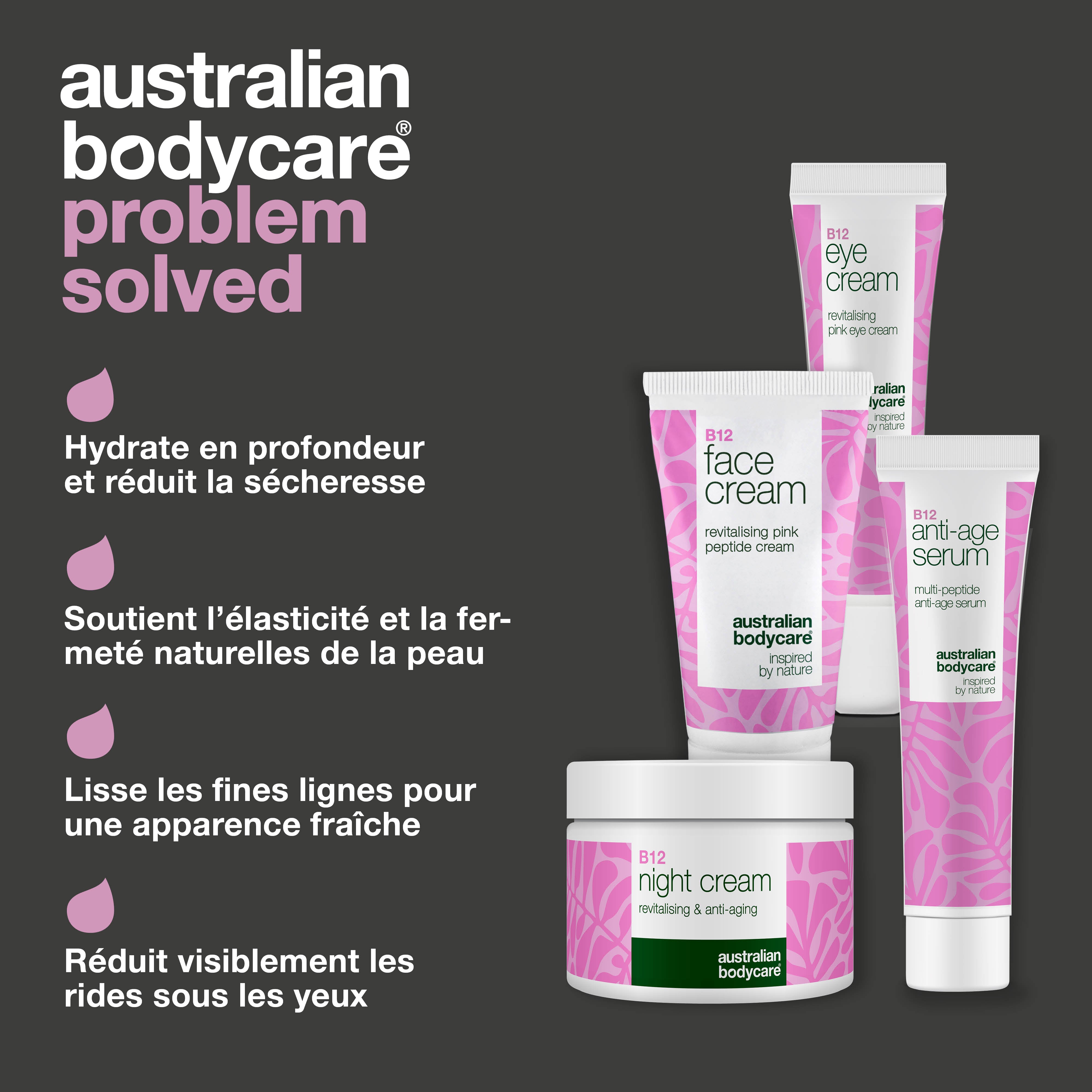 Coffret Soin B12 – Réduisez les Rides, Obtenez de l’Éclat — 4 produits avec B12 pour un effet anti-âge. Pour une peau jeune et ferme.