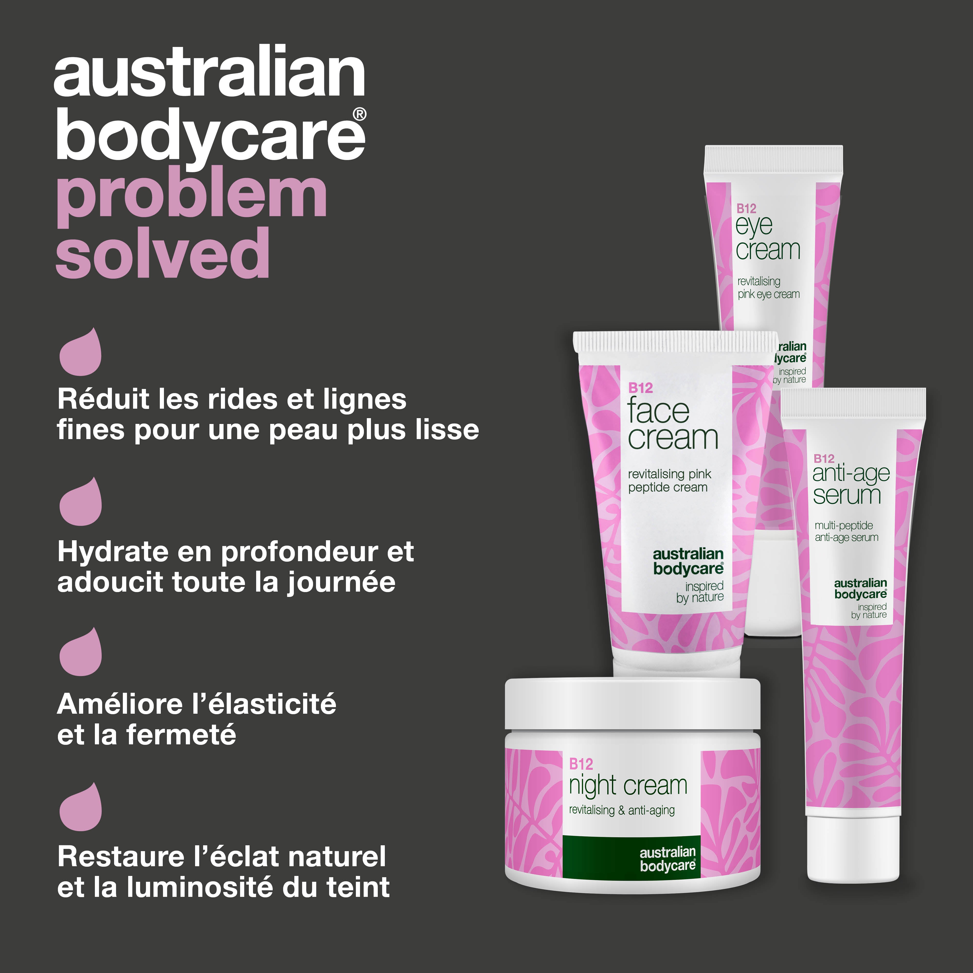 Rides sous les yeux ? Set de soin B12 efficace — Soin efficace avec B12, acide hyaluronique et peptides pour une peau jeune.