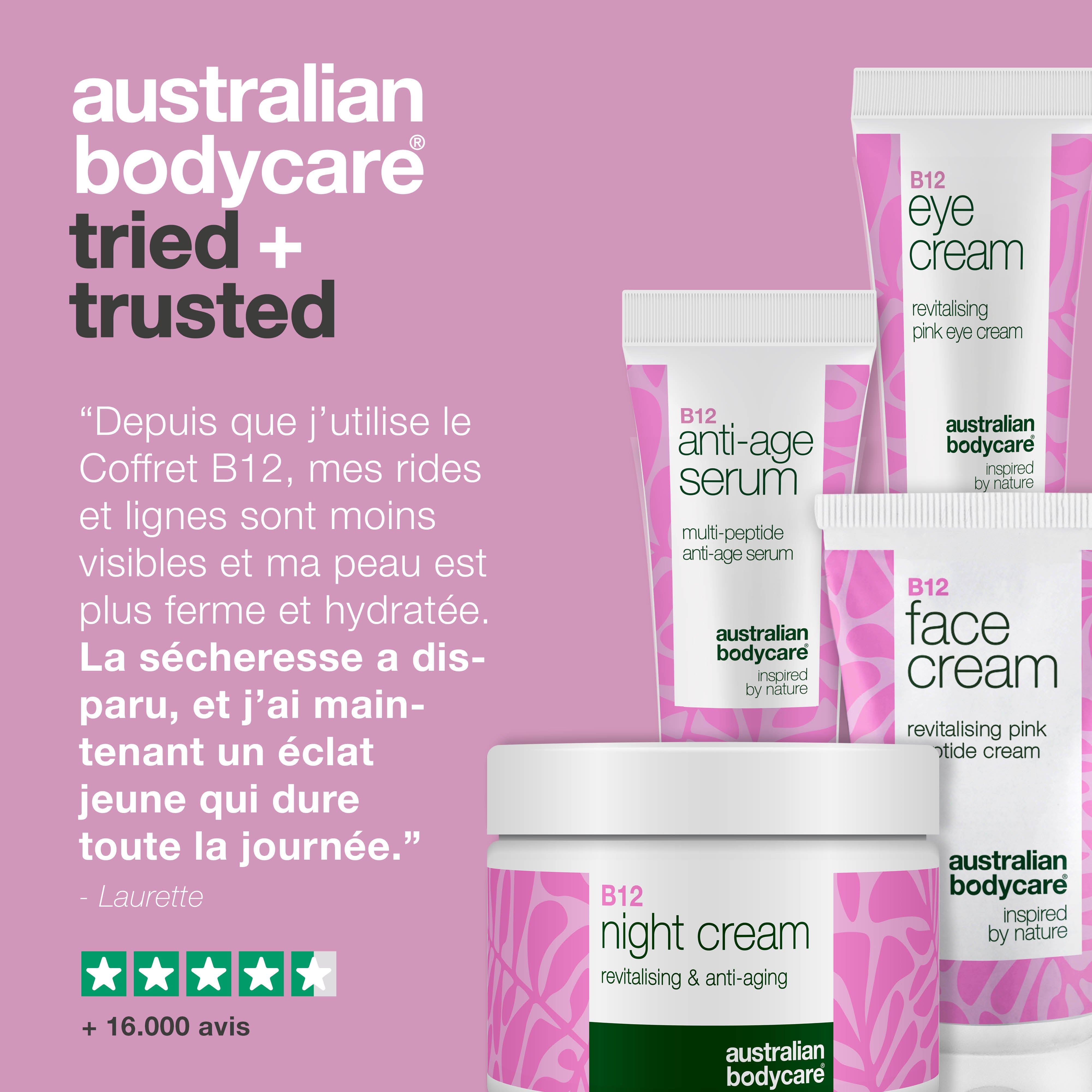 Rides sous les yeux ? Set de soin B12 efficace — Soin efficace avec B12, acide hyaluronique et peptides pour une peau jeune.