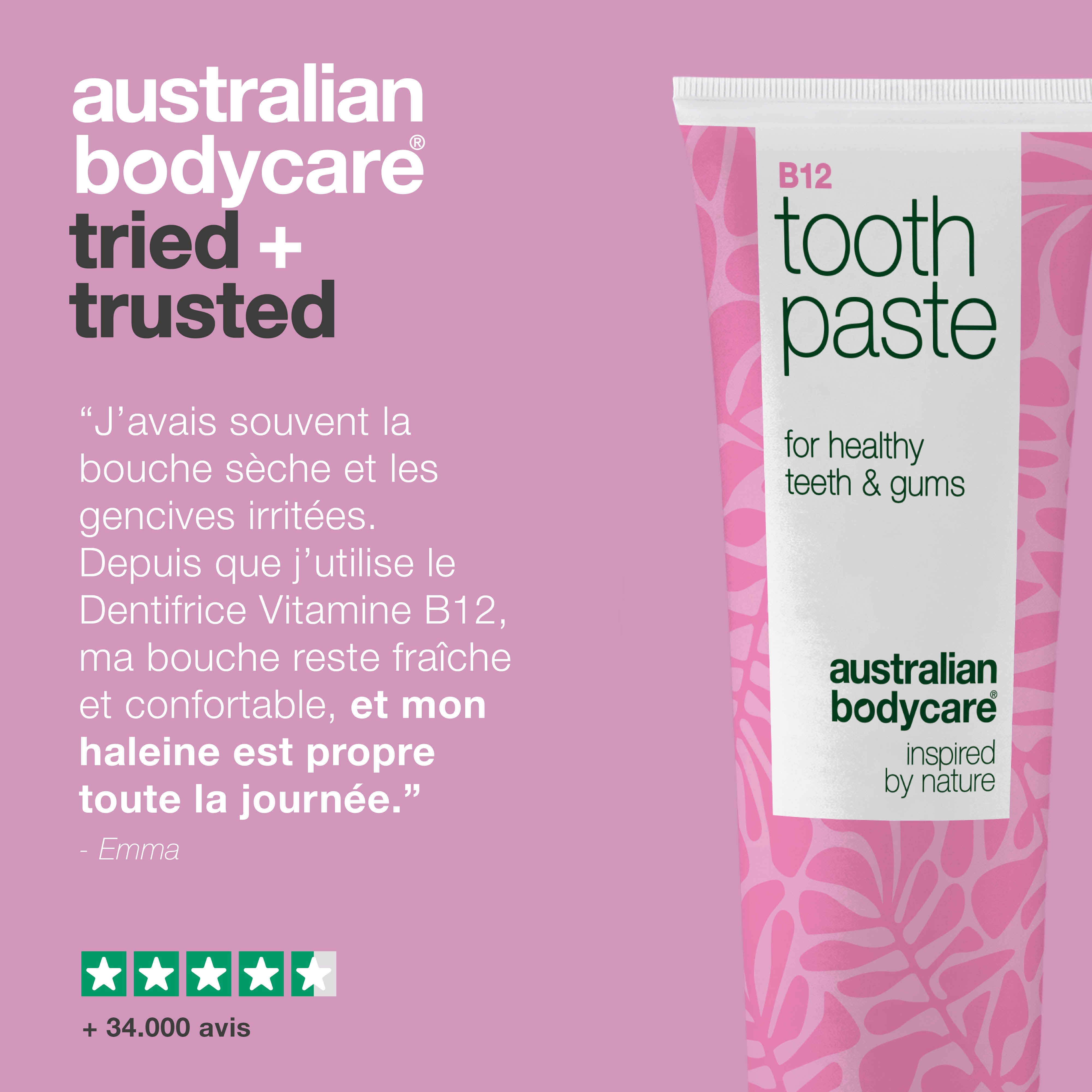 Dentifrice Vitamine B12 soulage la bouche sèche et apaise les gencives. Rafraîchit durablement. Avec B12, fluorure, zinc, citron et menthe poivrée.