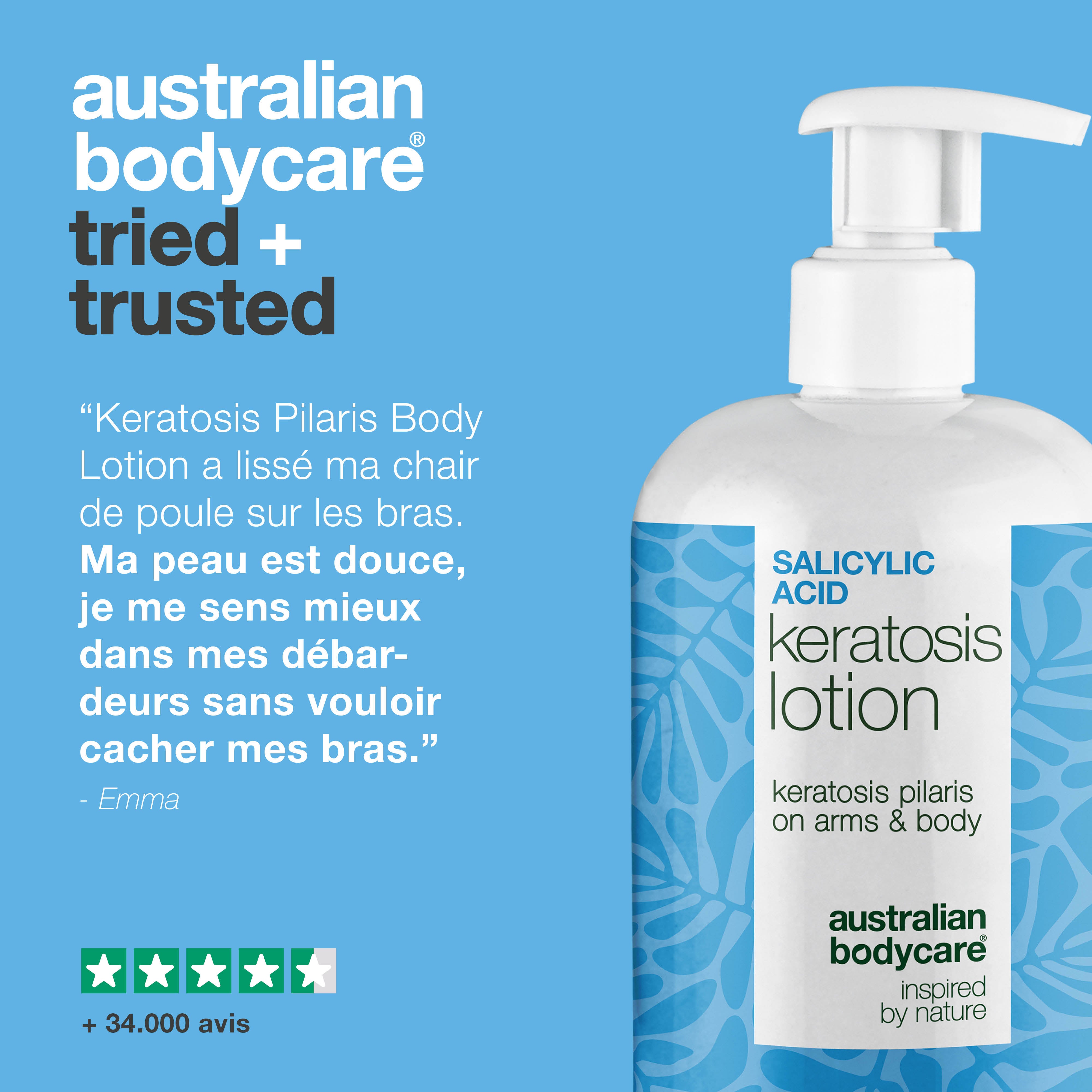 Lotion corps kératose pilaire et peau sèche granuleuse — Lotion pour kératose pilaire et peau sèche. Lisse avec acide salicylique, niacinamide et zinc.