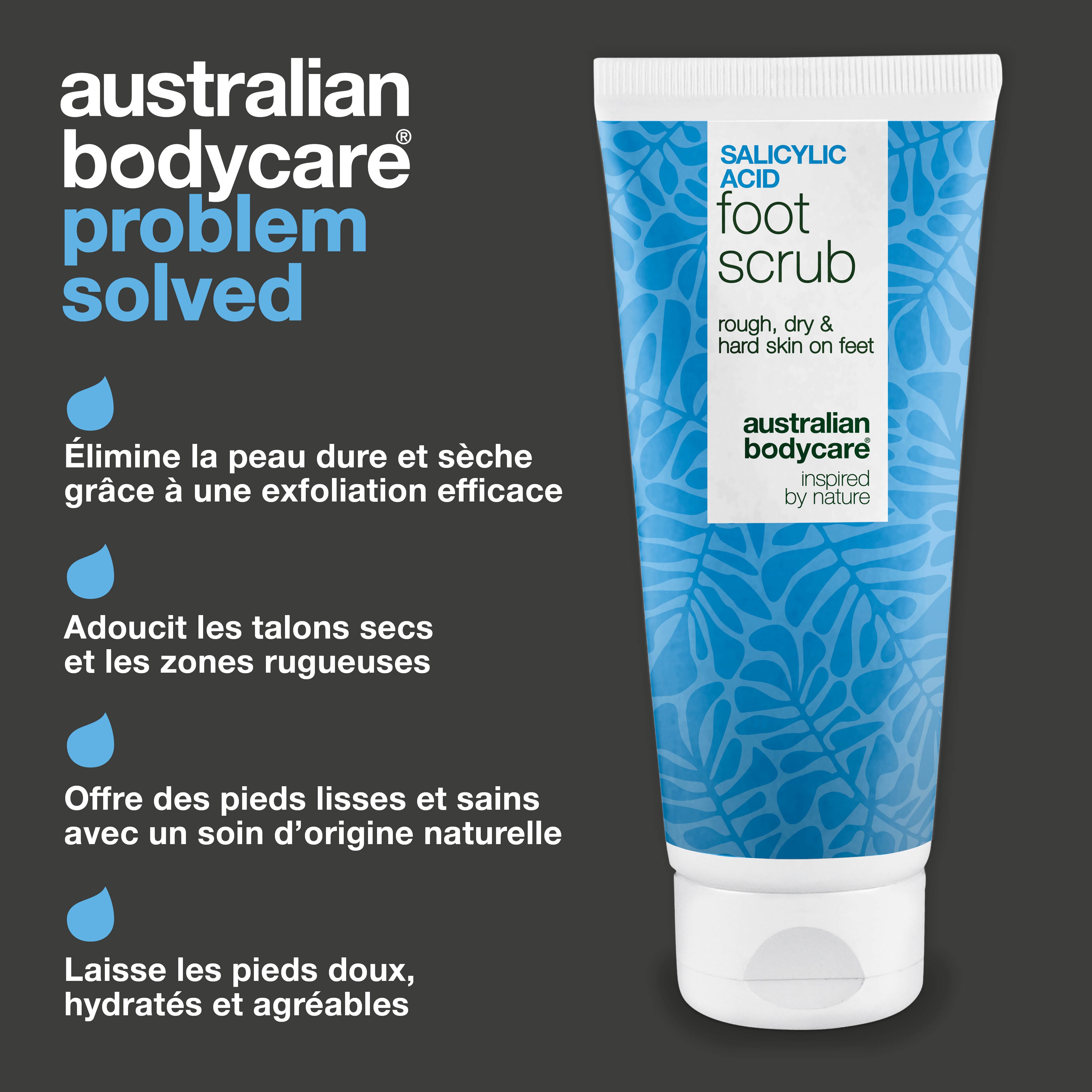 Gommage pieds exfoliant à l’acide salicylique contre peau sèche et rugueuse