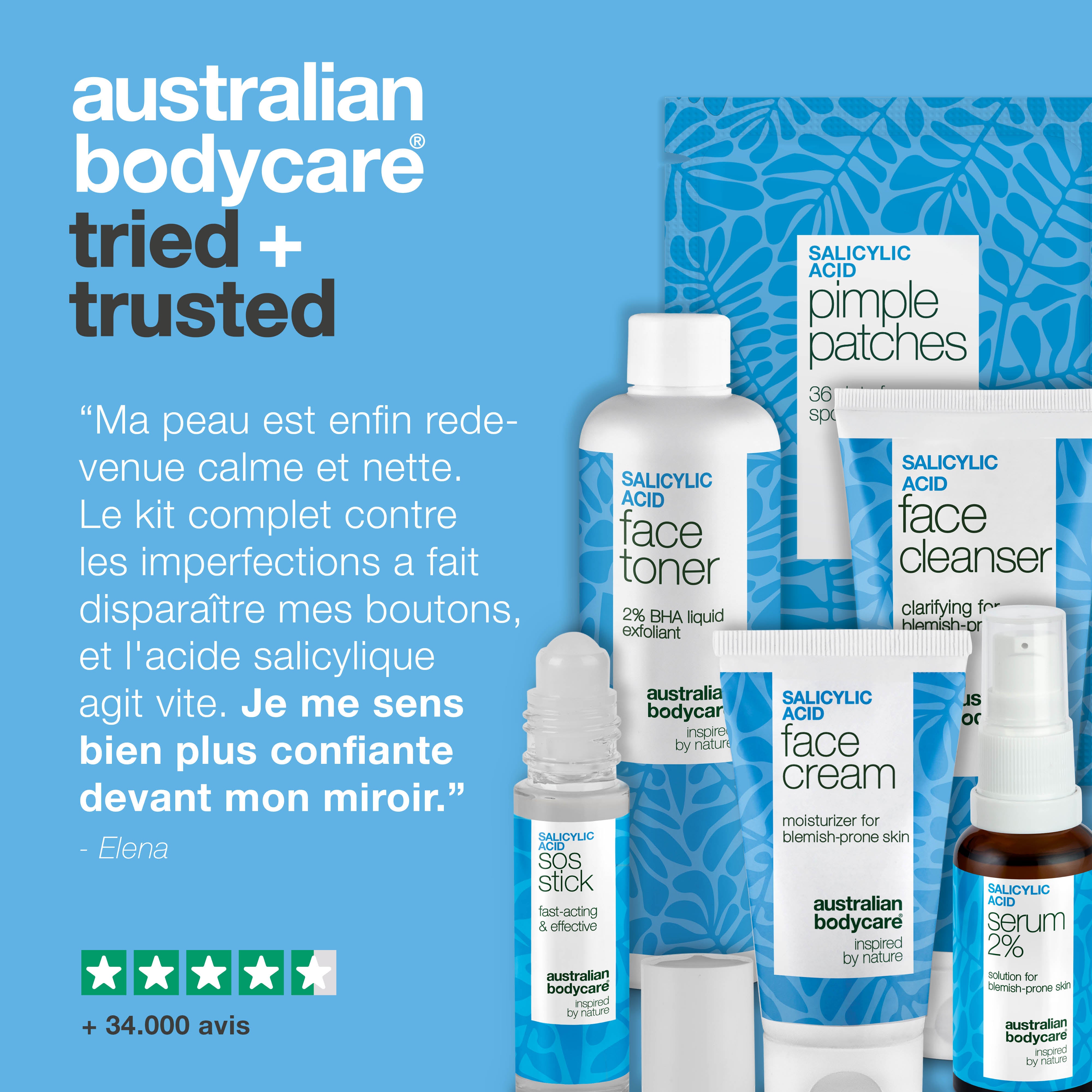 Coffret contre boutons et imperfections – routine à l’acide salicylique qui purifie la peau et réduit les rougeurs