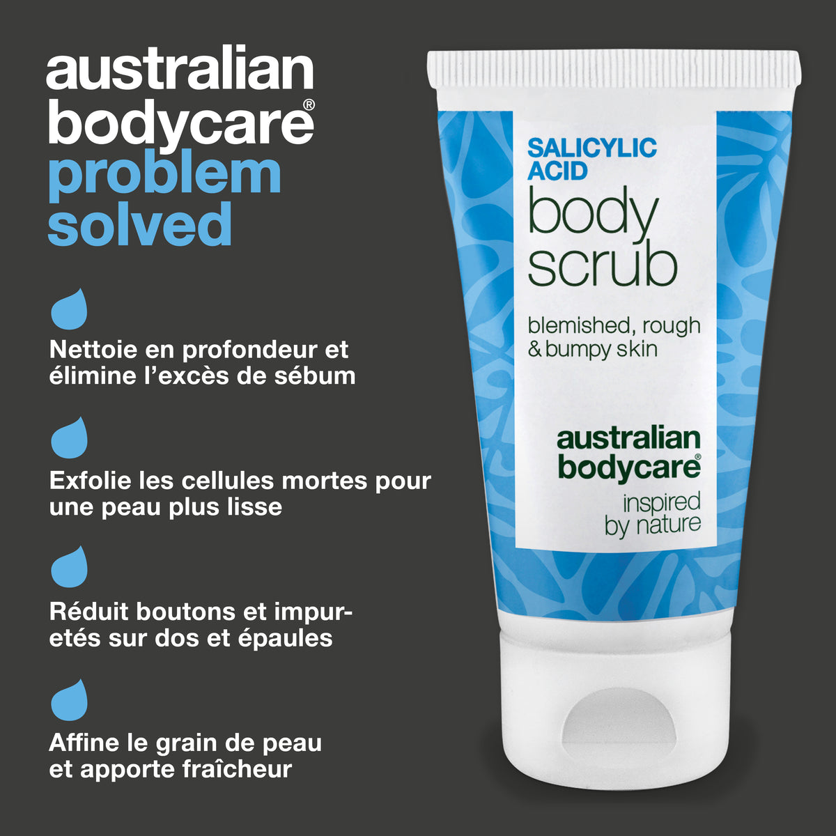 Le Salicylic Acid Body Scrub nettoie la peau en profondeur et élimine l’excès de sébum, décolle les cellules mortes, réduit les boutons sur le dos, les épaules et le torse et lisse les zones rugueuses