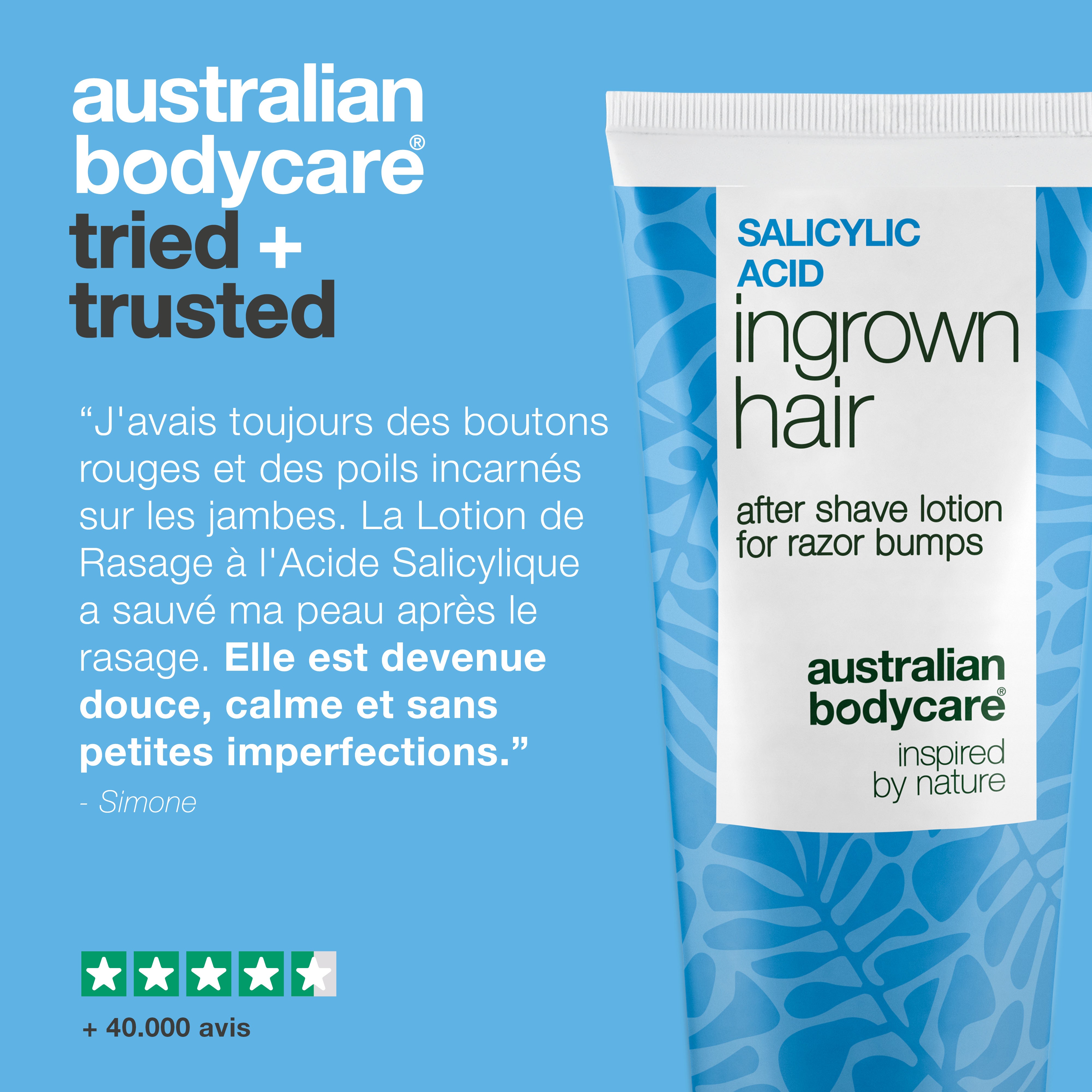 Australian Bodycare met en avant l’acide salicylique comme un ingrédient purifiant en profondeur, qui aide à désobstruer les pores, réduire les imperfections, exfolier la peau en douceur, apaiser les rougeurs et affiner le grain de peau.