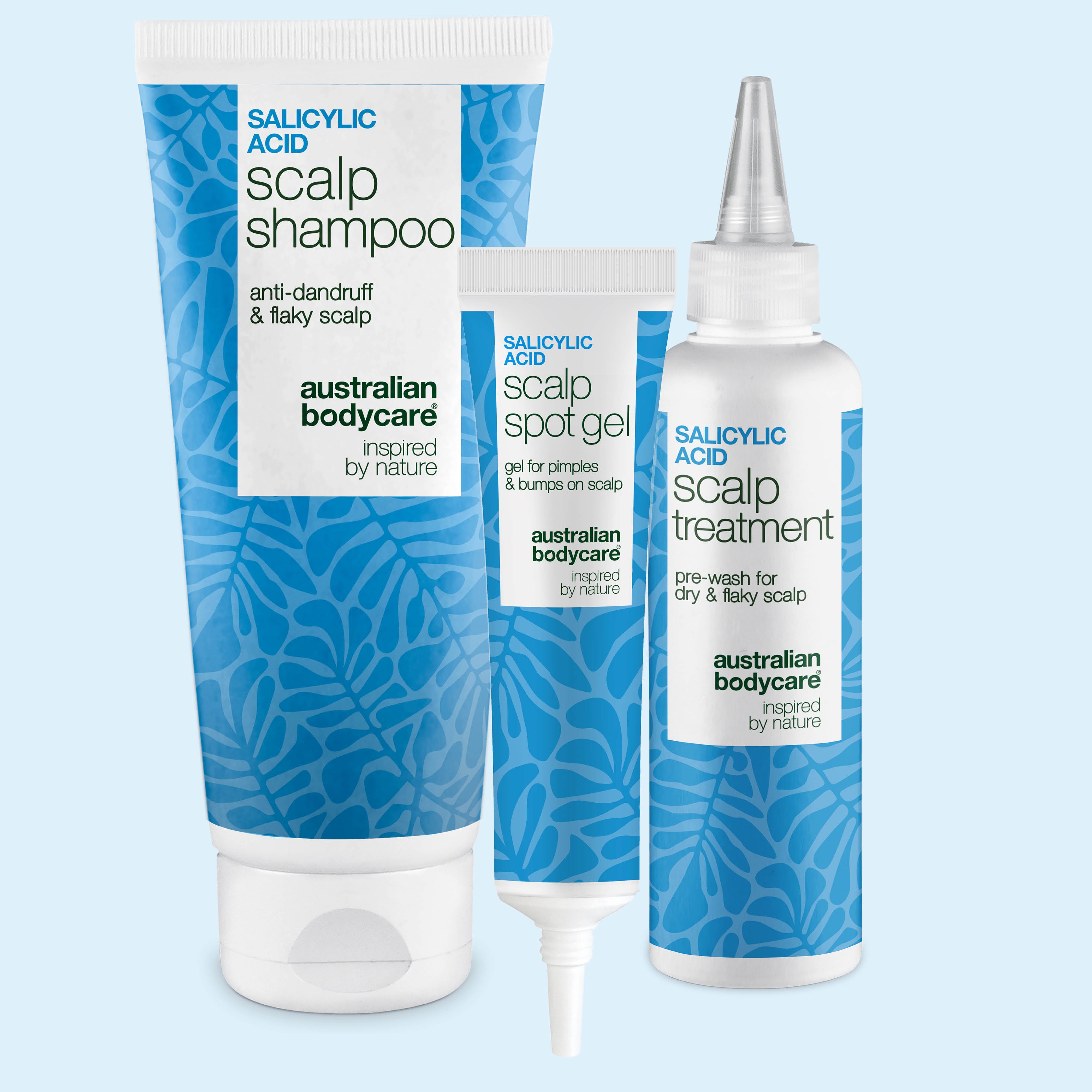 Kit cuir chevelu gras à l'Acide Salicylique avec shampoing, soin pré-lavage et gel anti-boutons Australian Bodycare