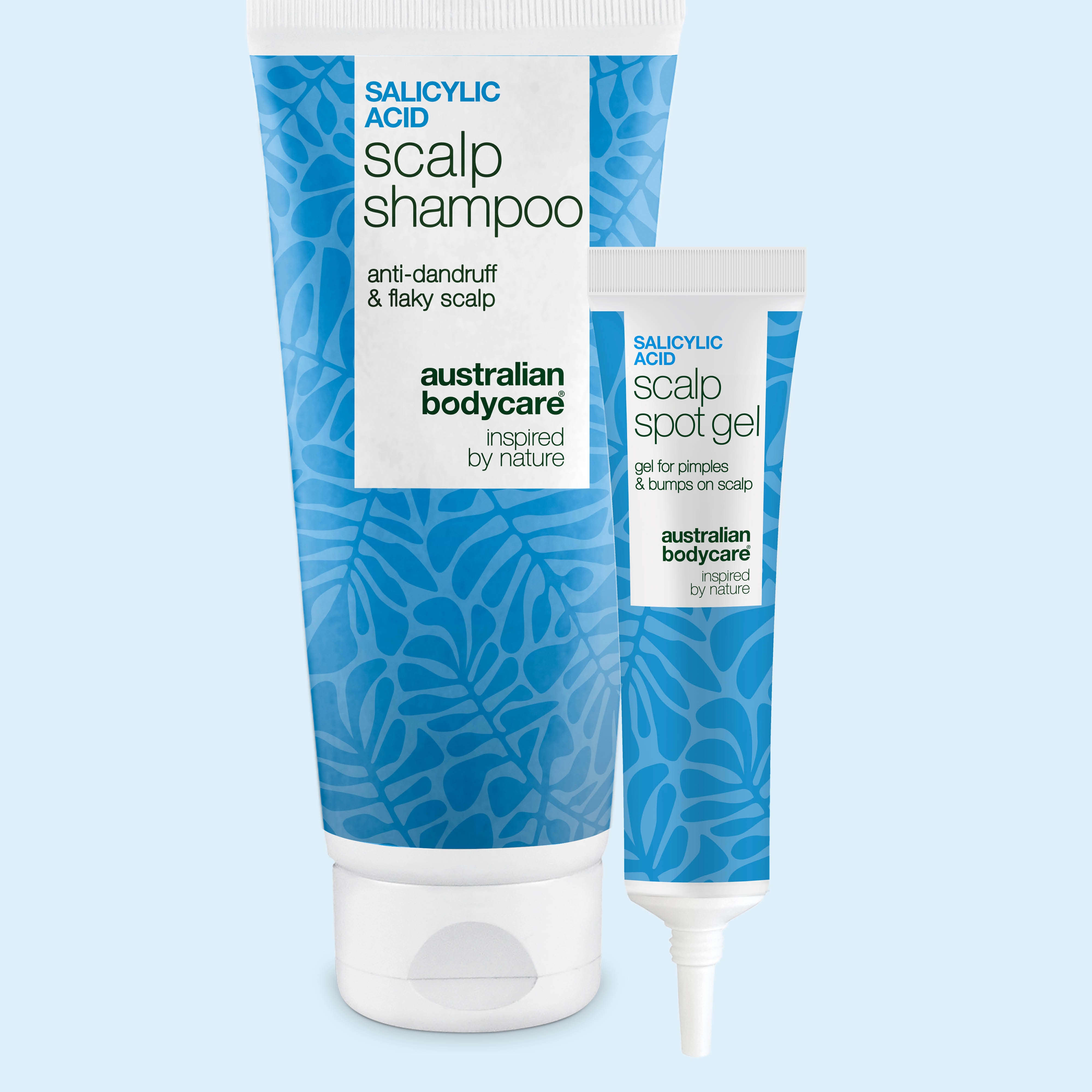 Kit anti-boutons du cuir chevelu avec shampoing à l'Acide Salicylique et gel ciblé Australian Bodycare
