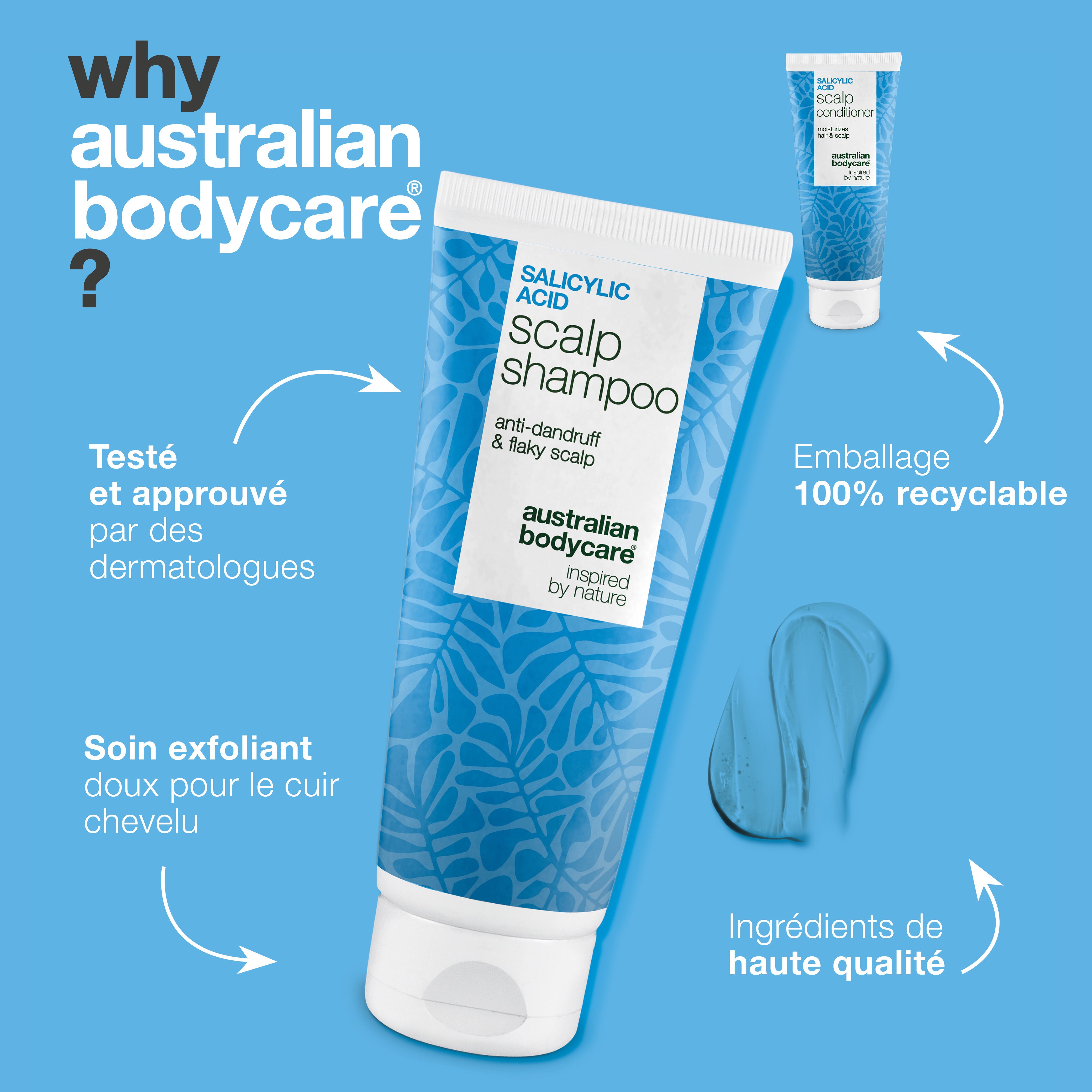Pourquoi Australian Bodycare : testé et approuvé par des dermatologues, exfoliation douce et emballage 100 % recyclable