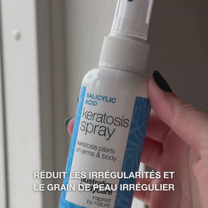 Spray kératose pilaire pour boutons et peau rugueuse — Keratosis pilaris spray réduit les boutons et lisse la peau. À base d’acide salicylique pour désobstruer les pores.