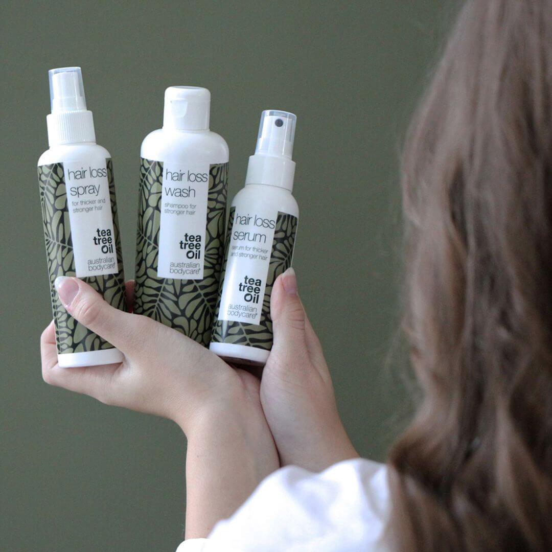 4 produits pour les soins de la perte de cheveux et les cheveux clairsemés - Produits contre la chute des cheveux contenant de la biotine, de l'huile de tea tree et du Capilia Longa