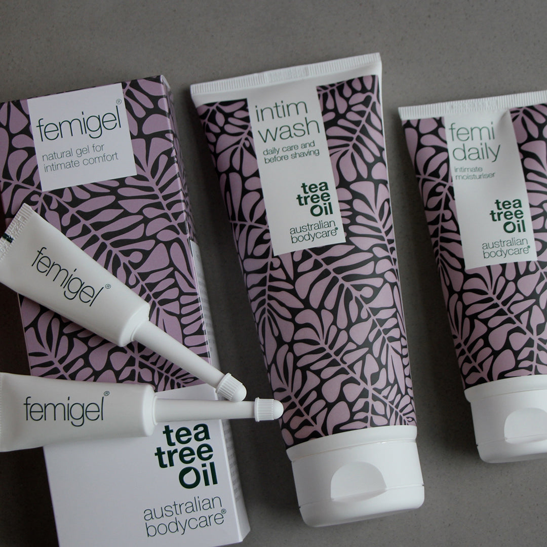 Kit de 3 produits pour les soins intimes à l'huile de tea tree — Soins intimes pour la sécheresse, les odeurs, les démangeaisons et autres problèmes intimes