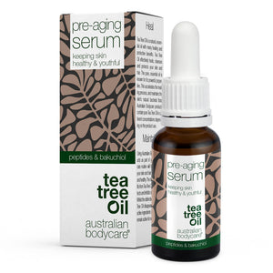 Sérum visage pré âge à l’huile de tea tree pour prévenir les signes de l’âge - Sérum pour le visage à l'acide hyaluronique, aux peptides et à la caféine pour prévenir les signes du vieillissement