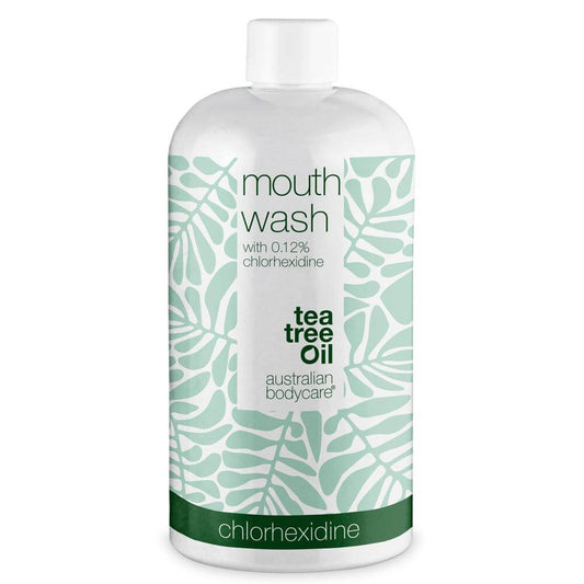 Chlorhexidine bain de bouche 0,12 % avec huile de tea tree - Bain de bouche pour le soin quotidien des gencives douloureuses, des maladies parodontales et de la mauvaise haleine